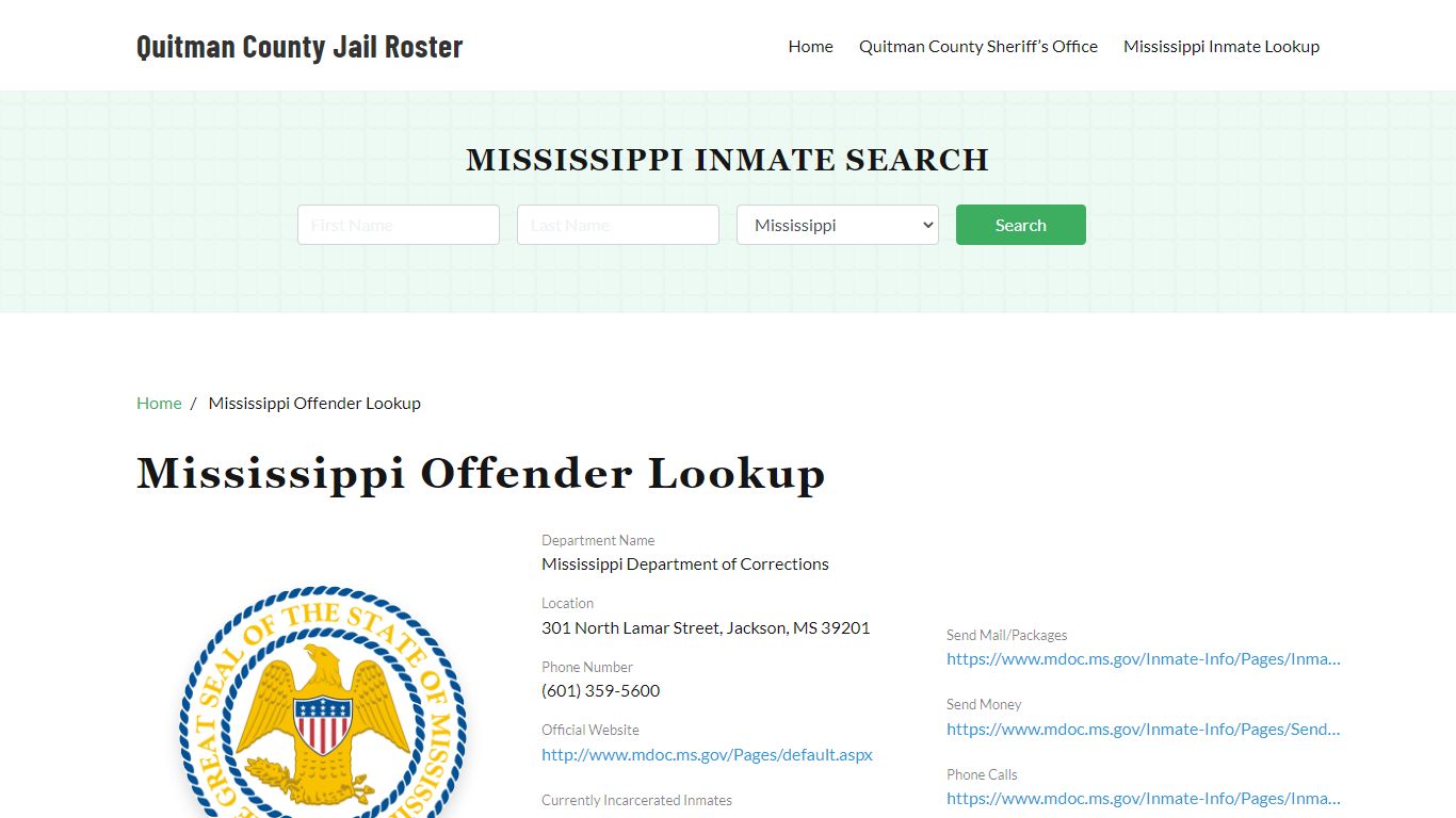 Mississippi Inmate Search, Jail Rosters - Quitman County Jail