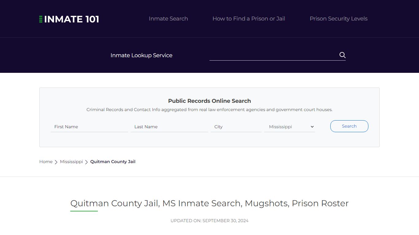 Quitman County Jail, MS Inmate Search, Mugshots, Prison Roster